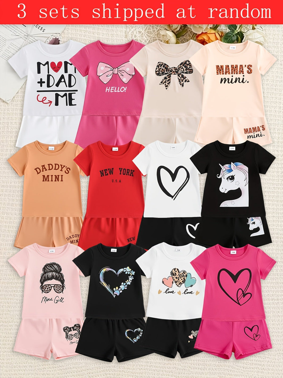 Baby Girl Unicorn Outfit Set - Short Sleeve Summer – main product image