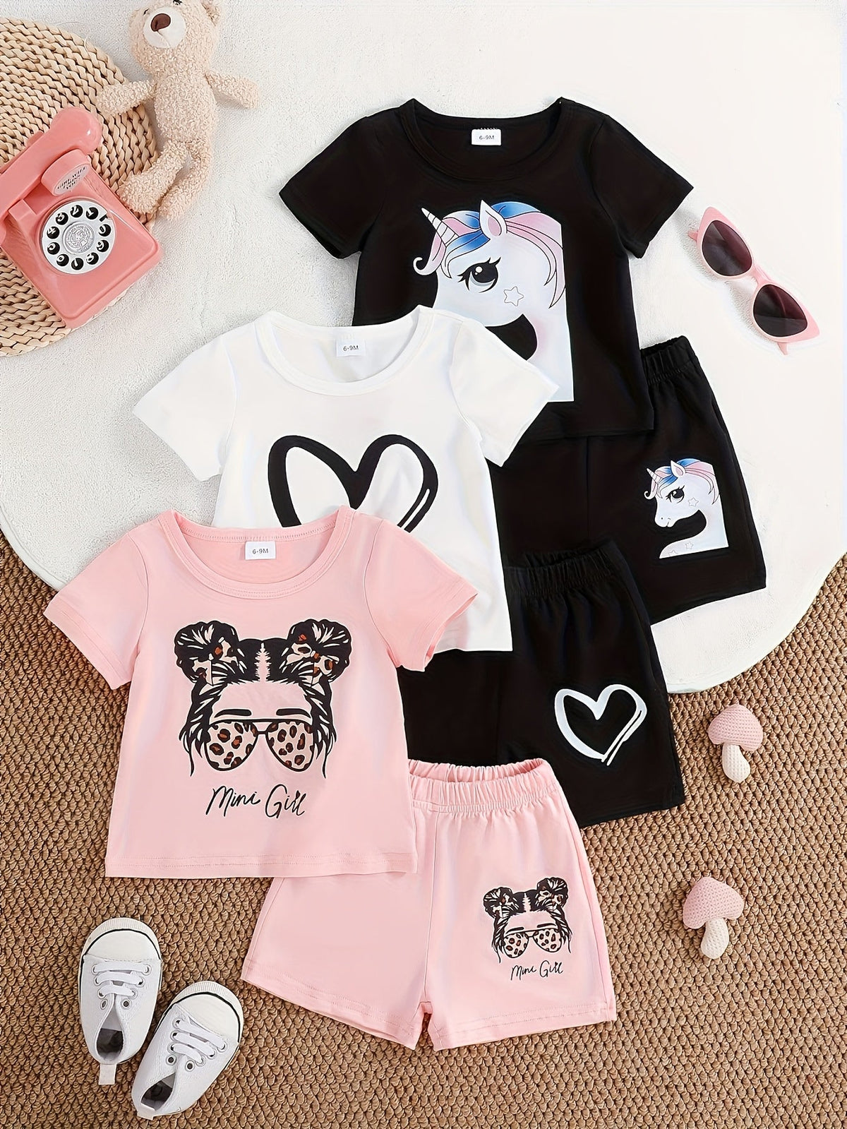 Baby Girl Unicorn Outfit Set - Short Sleeve Summer – view 4