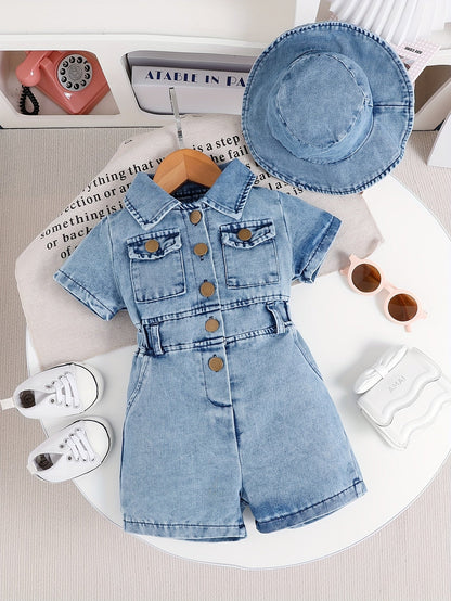 Baby Girls Outfit Set - 2-Piece Denim Summer – Blue option – view 2