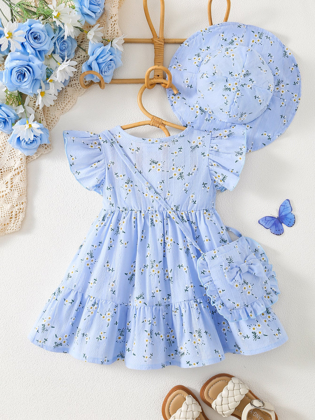 Baby Girls Outfit Set - 3-Piece Floral Ruffle – view 13