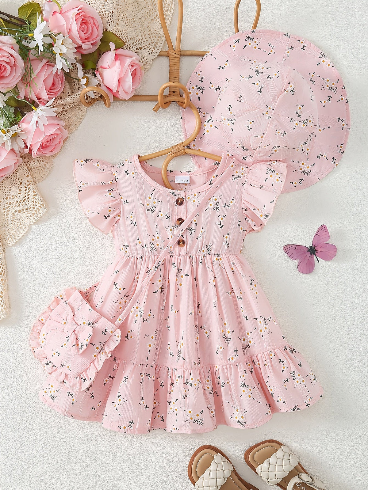 Baby Girls Outfit Set - 3-Piece Floral Ruffle – view 19