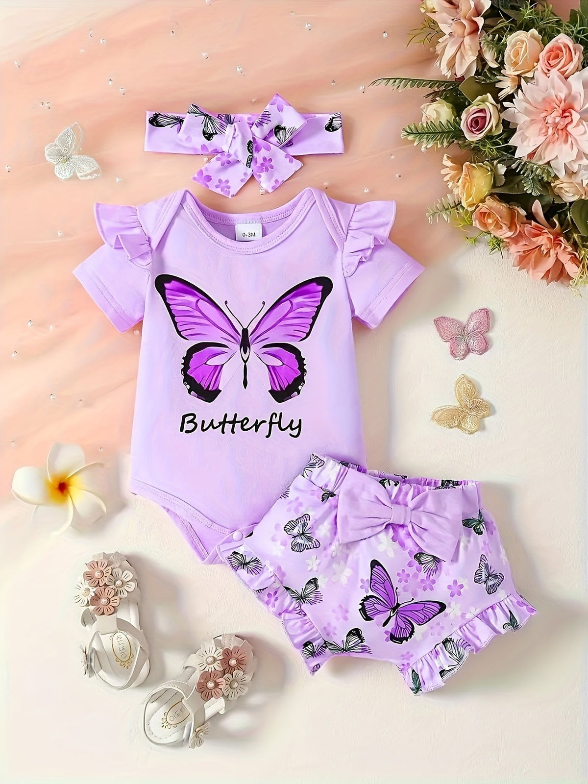Baby Girls Outfit Set - Butterfly Print – view 3