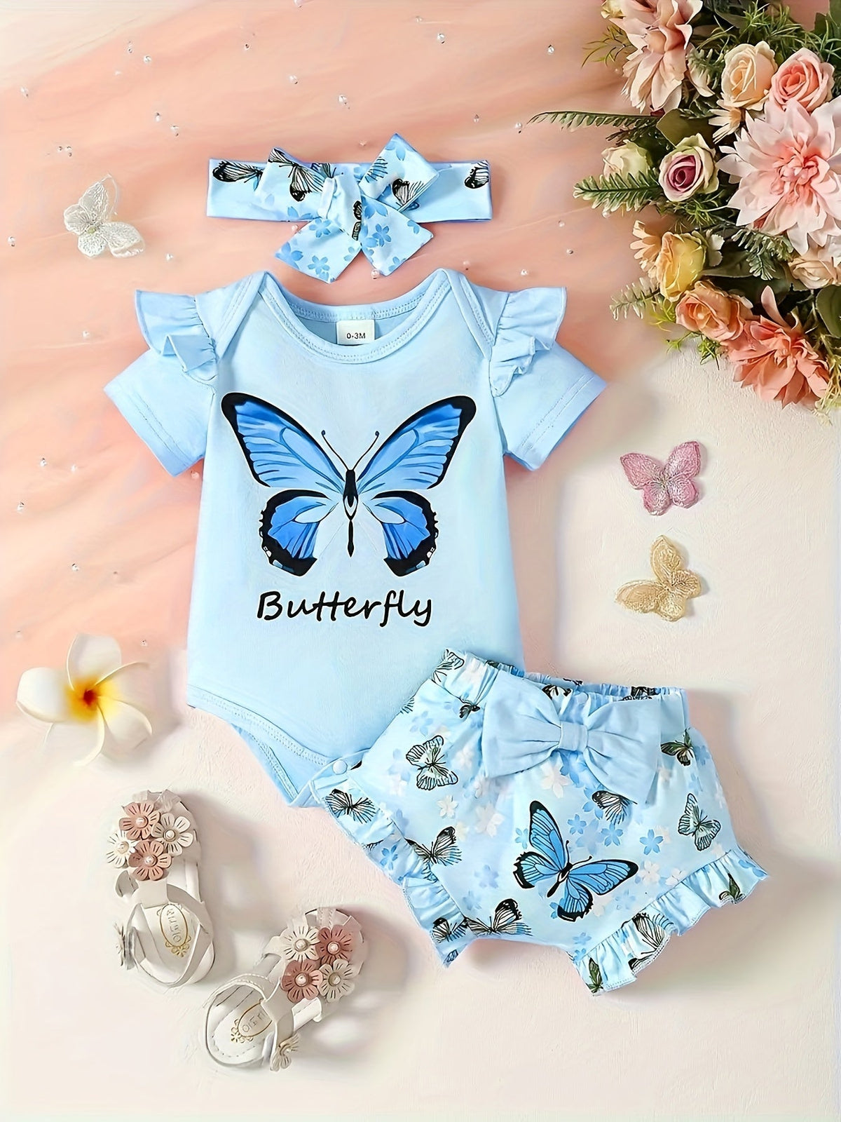 Baby Girls Outfit Set - Butterfly Print – view 9