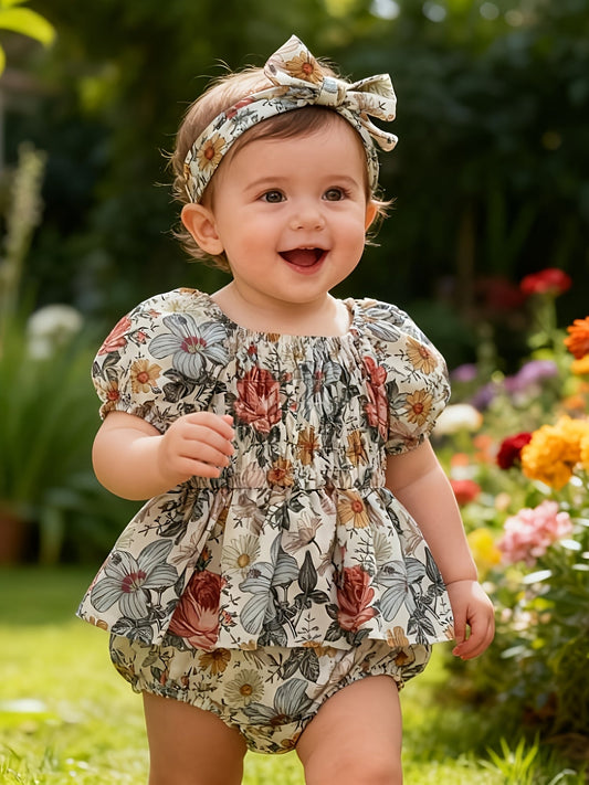 Baby Girls Outfit Set - Floral Graphic – Sizes 3-6M–18-24M – main product image