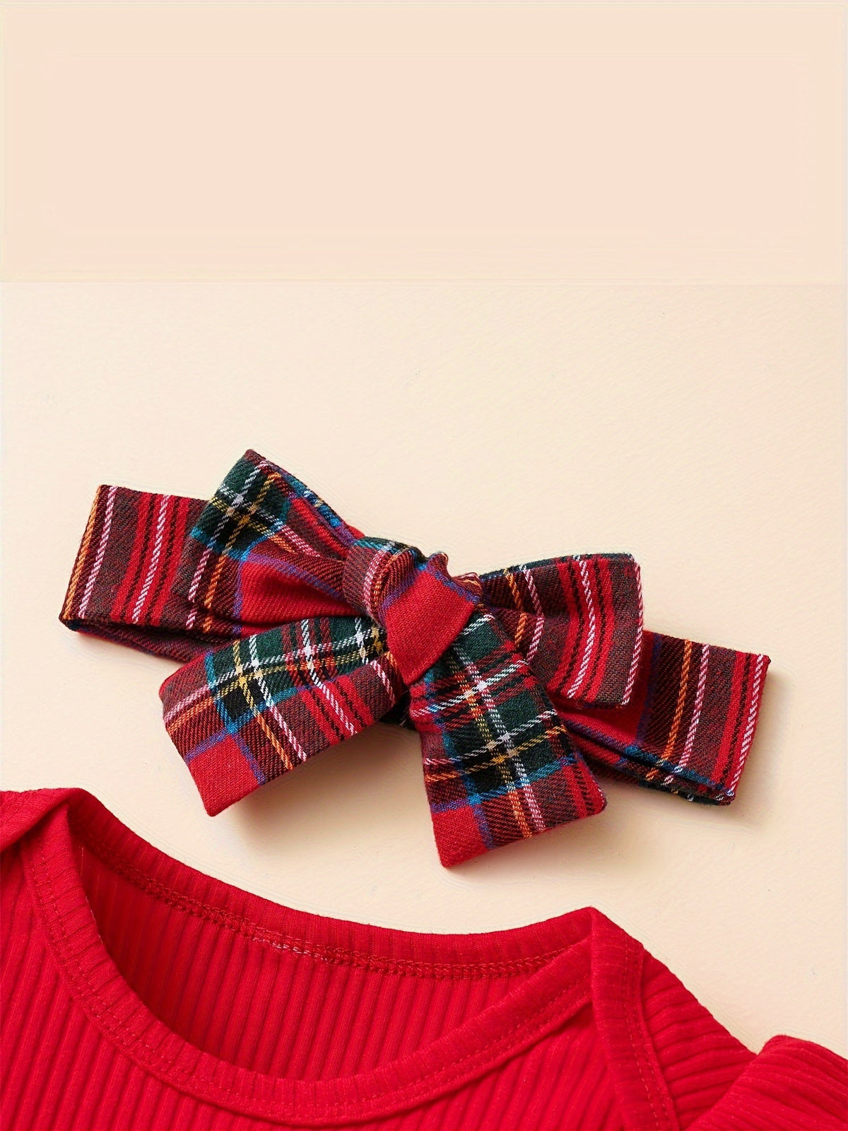 Baby Girls Outfit Set - Long Sleeve – Red / Dark Green – view 5