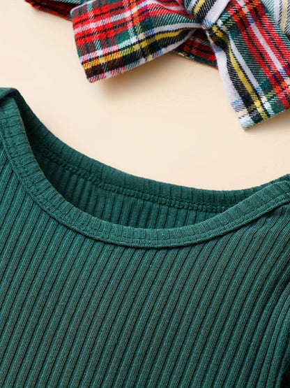 Baby Girls Outfit Set - Long Sleeve – Red / Dark Green – view 8