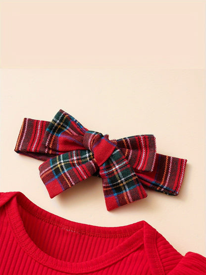 Baby Girls Outfit Set - Long Sleeve – Red / Dark Green – view 12