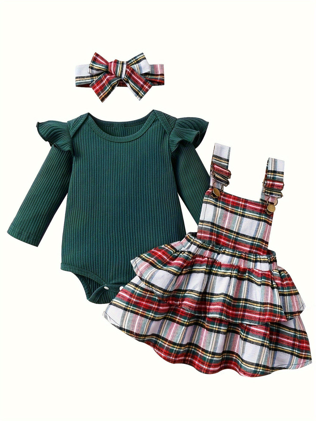 Baby Girls Outfit Set - Long Sleeve – Red / Dark Green – view 15