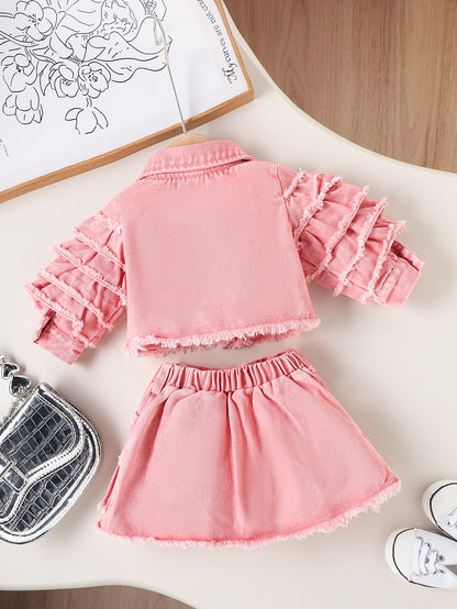Baby Girls' Ruffle Denim Jacket & Skort Set - 2-Piece – view 3