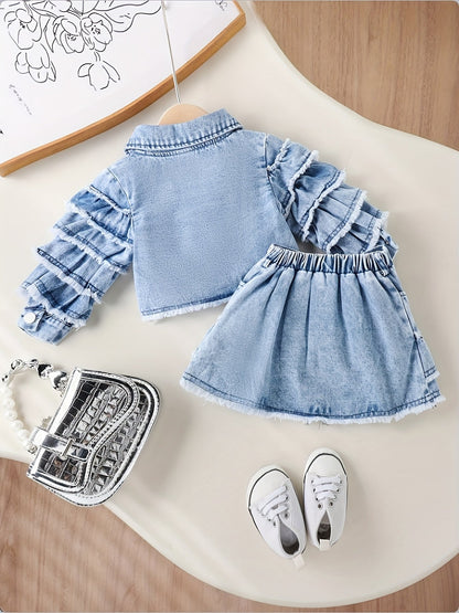 Baby Girls' Ruffle Denim Jacket & Skort Set - 2-Piece – view 4