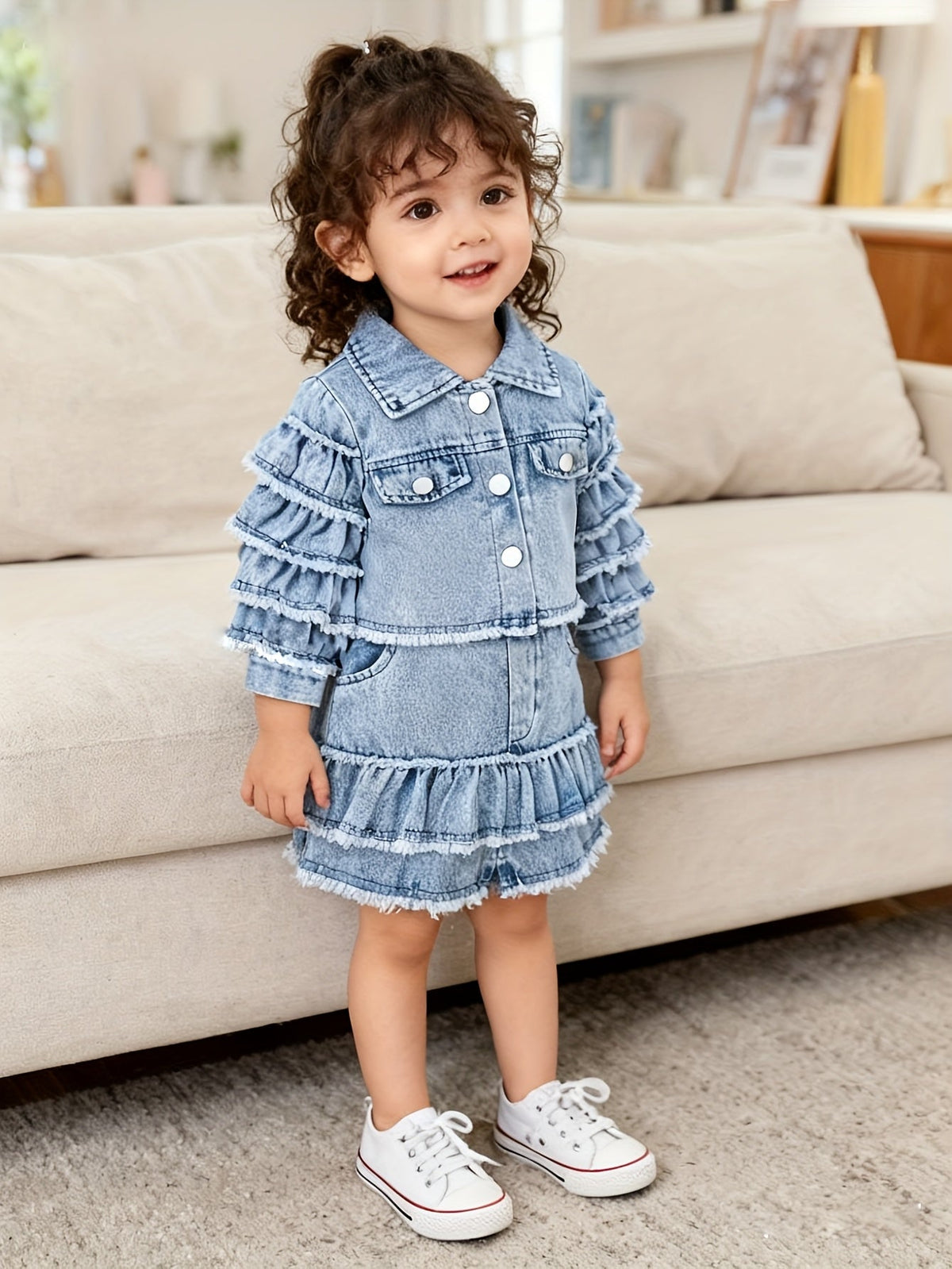 Baby Girls' Ruffle Denim Jacket & Skort Set - 2-Piece – view 6
