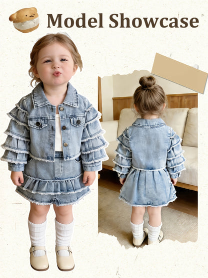 Baby Girls' Ruffle Denim Jacket & Skort Set - 2-Piece – view 9