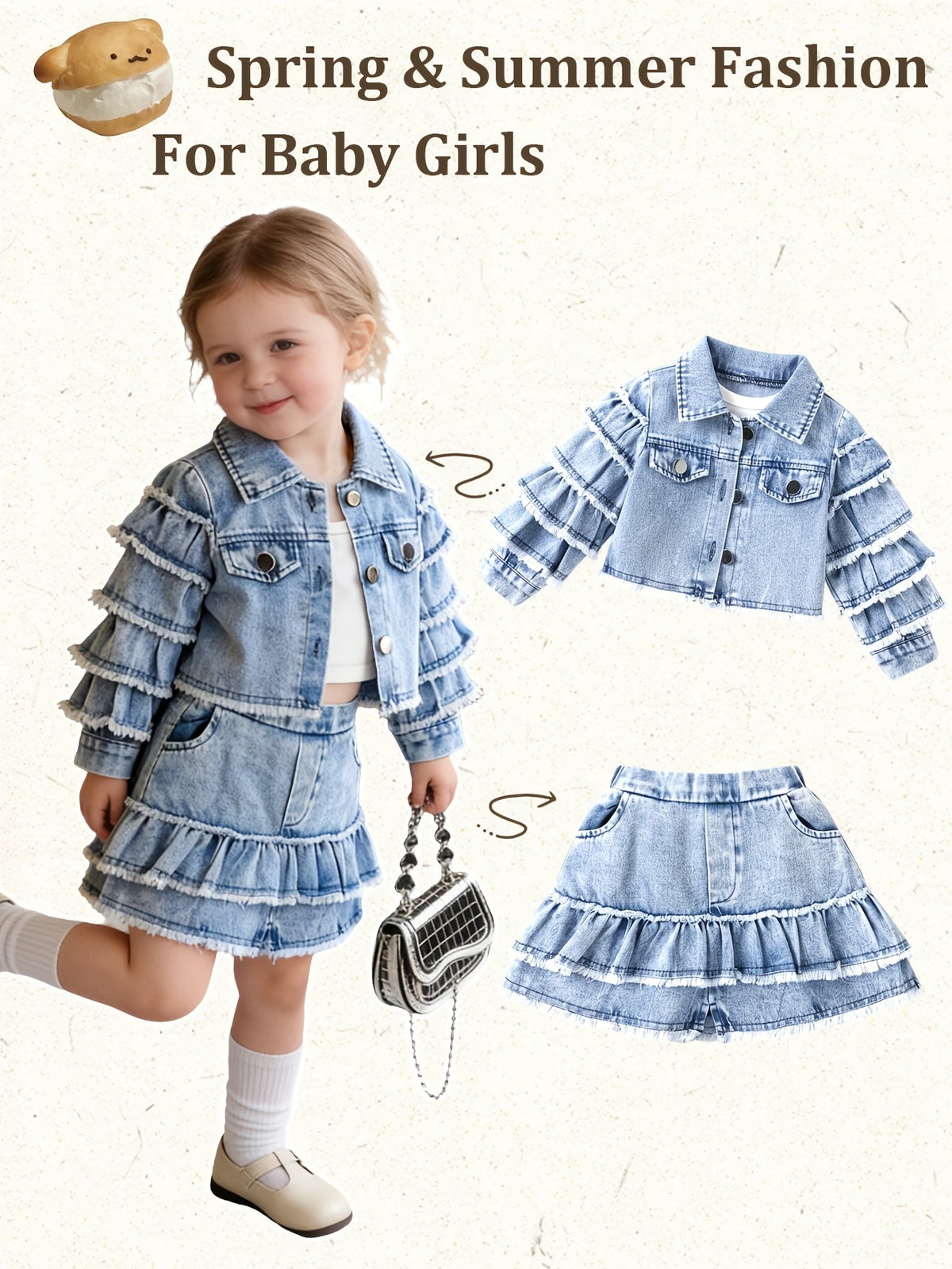 Baby Girls' Ruffle Denim Jacket & Skort Set - 2-Piece – view 10