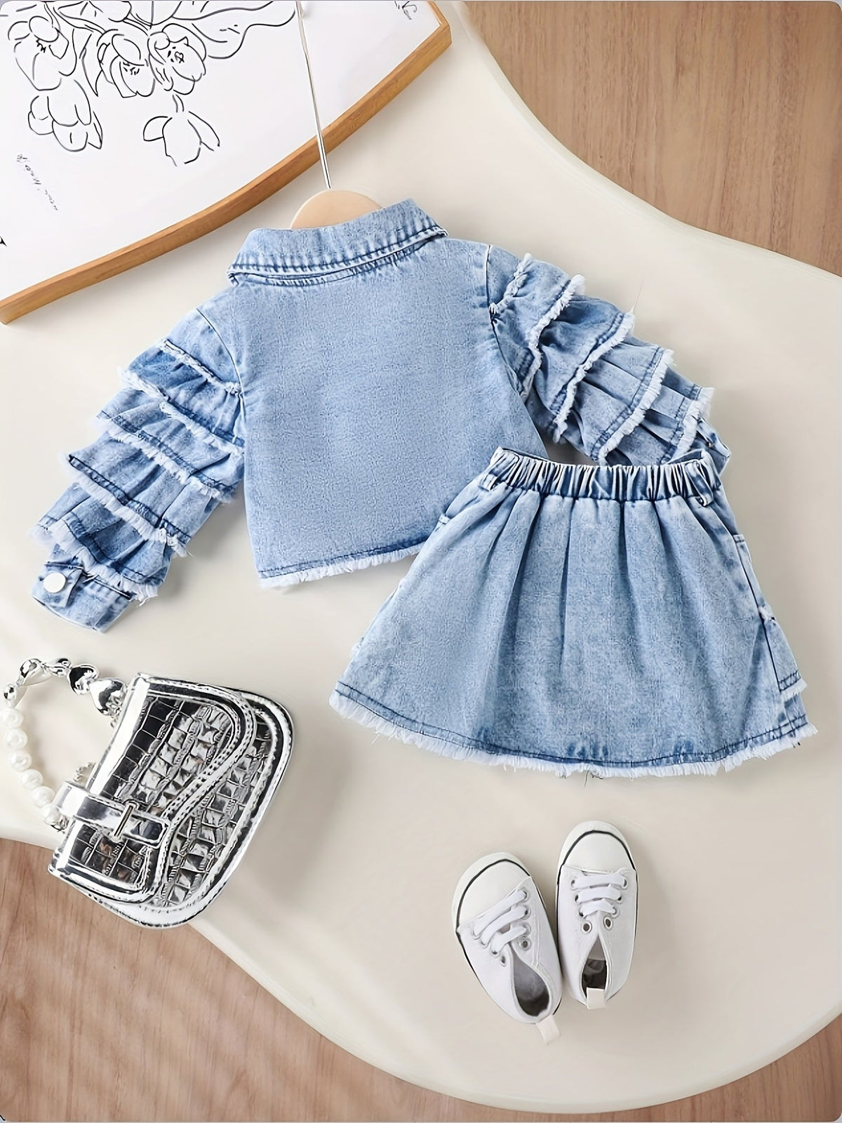 Baby Girls' Ruffle Denim Jacket & Skort Set - 2-Piece – view 13