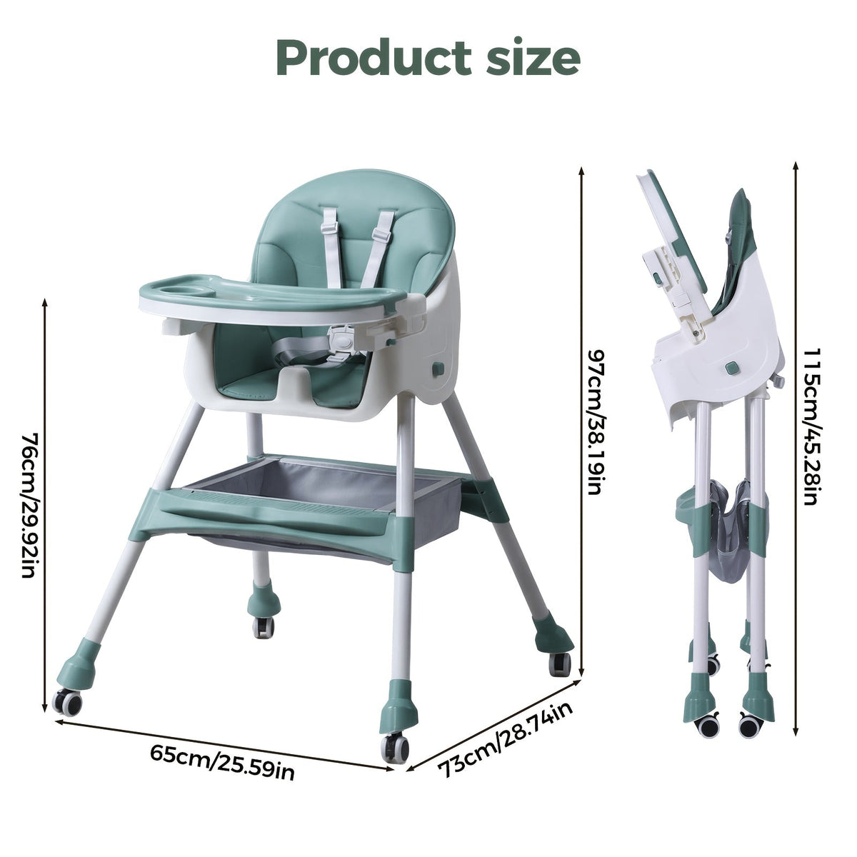 Baby High Chair - Foldable Adjustable 6-in-1 Height – view 2