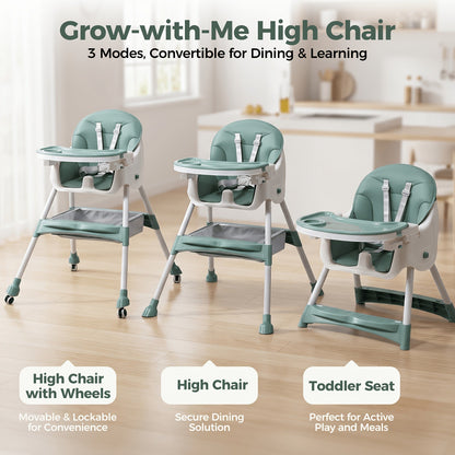 Baby High Chair - Foldable Adjustable 6-in-1 Height – view 5