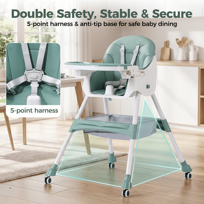Baby High Chair - Foldable Adjustable 6-in-1 Height – view 6