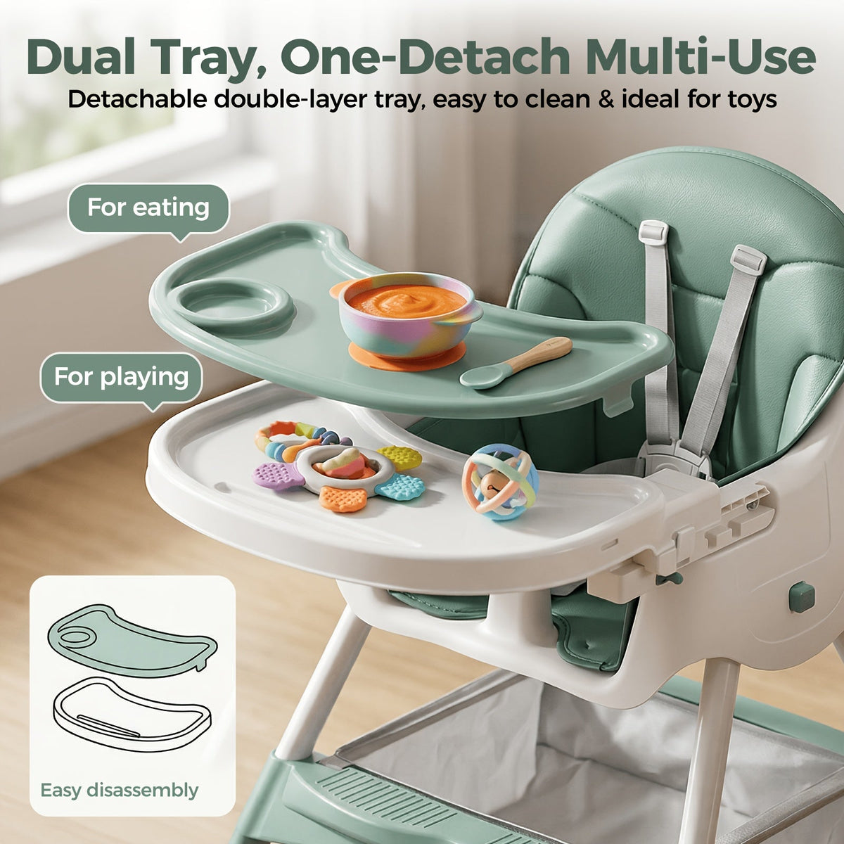 Baby High Chair - Foldable Adjustable 6-in-1 Height – view 7