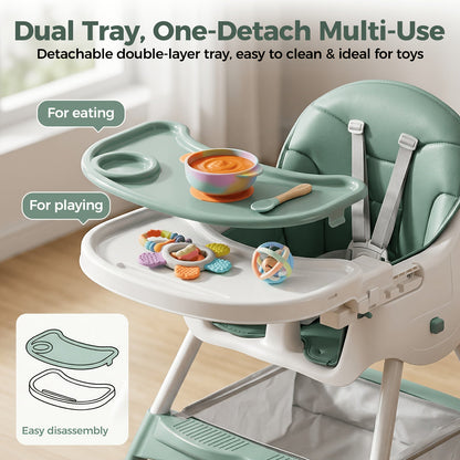 Baby High Chair - Foldable Adjustable 6-in-1 Height – view 7