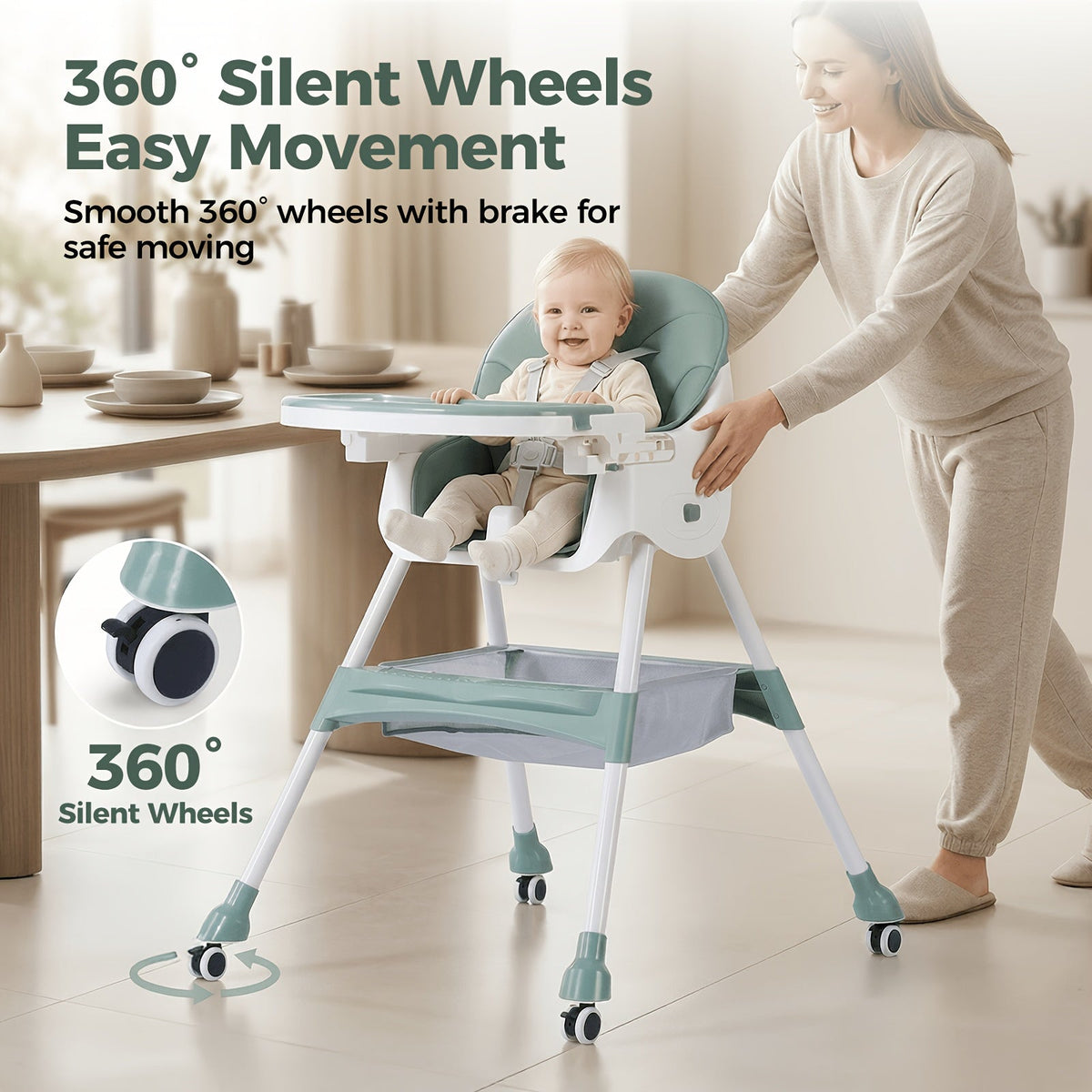 Baby High Chair - Foldable Adjustable 6-in-1 Height – view 8