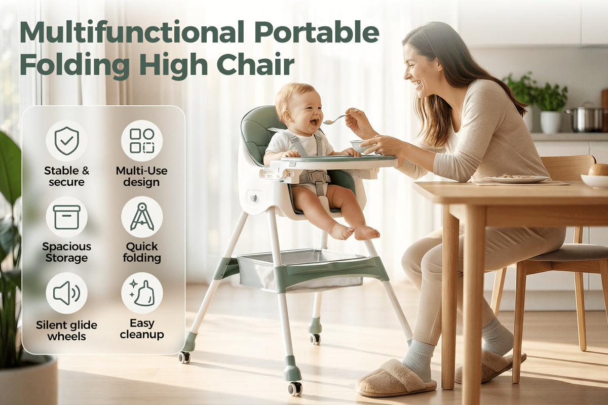 Baby High Chair - Foldable Adjustable 6-in-1 Height – view 11