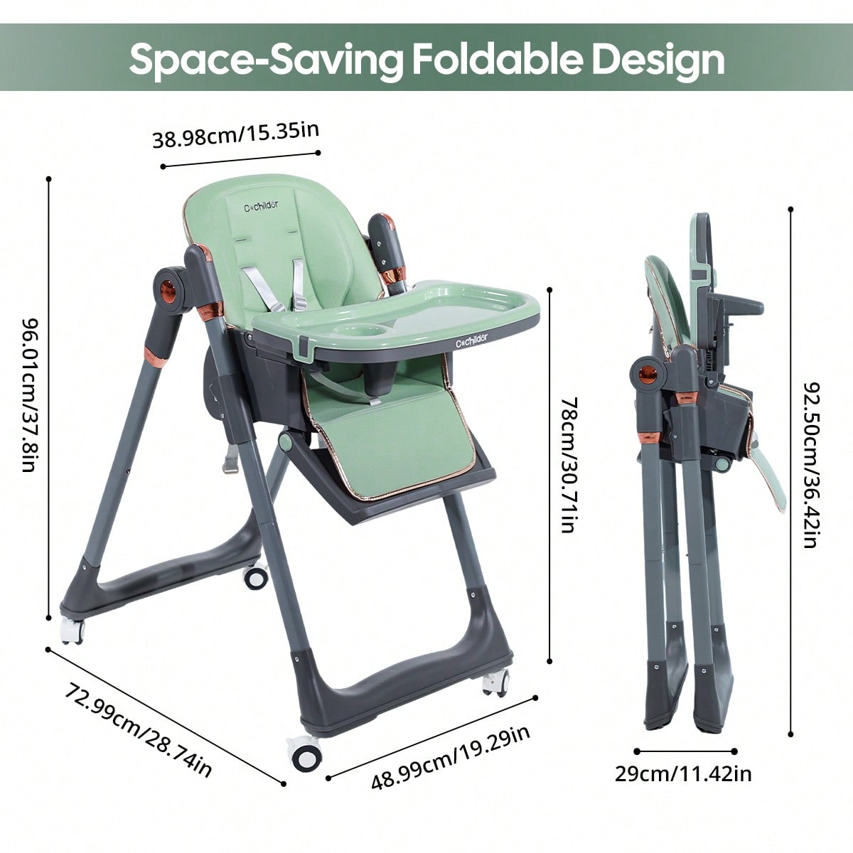 Baby High Chair - Foldable Adjustable Cochildor 3-in-1 – view 2
