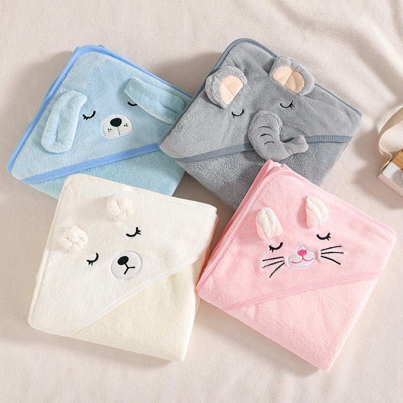 Baby Hooded Towel Set - Soft Absorbent Animal Designs – view 3