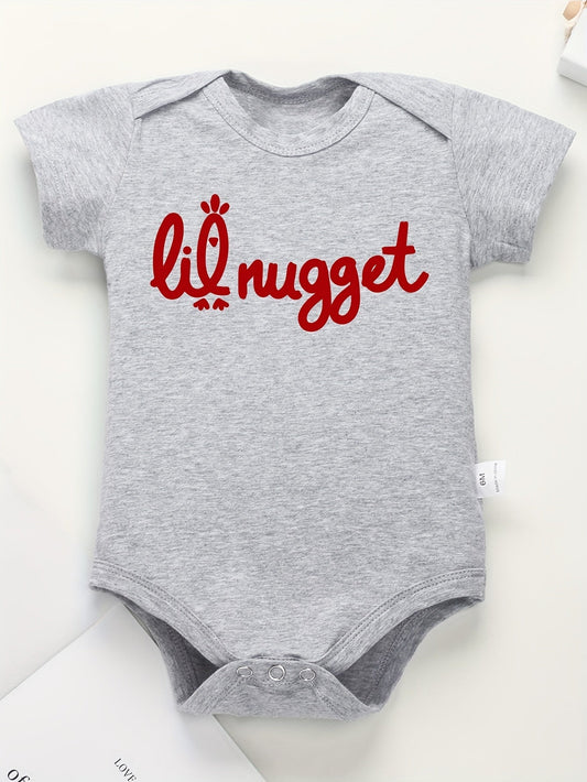 Baby Letter Print Cotton Bodysuit - Soft Crew Neck Onesie – main product image