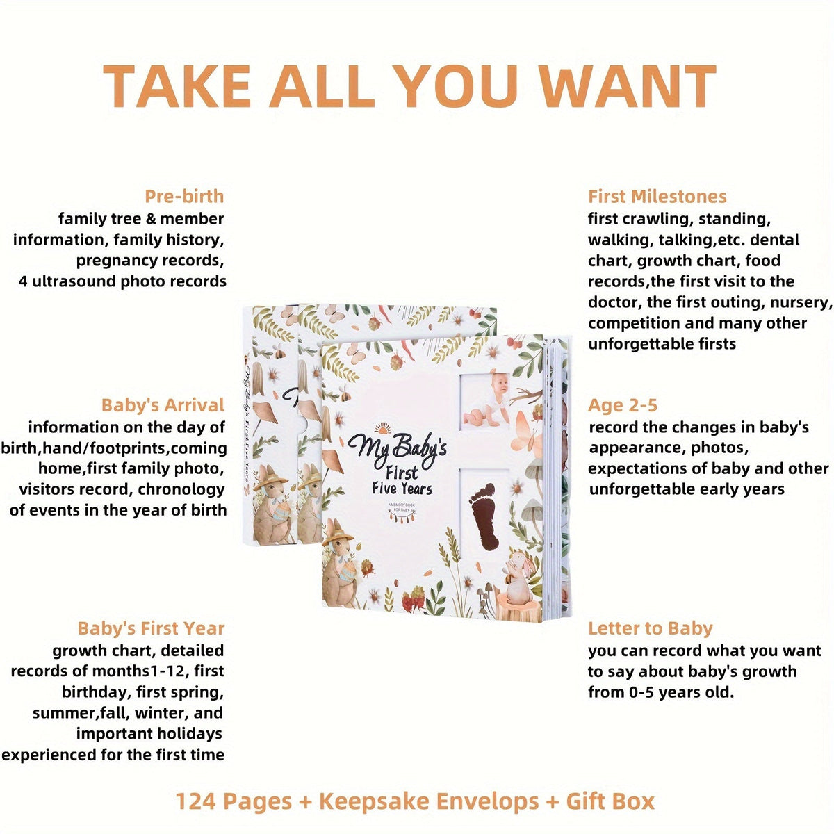 Baby Memory Book - Birth to Age Five Keepsake Journal – view 6