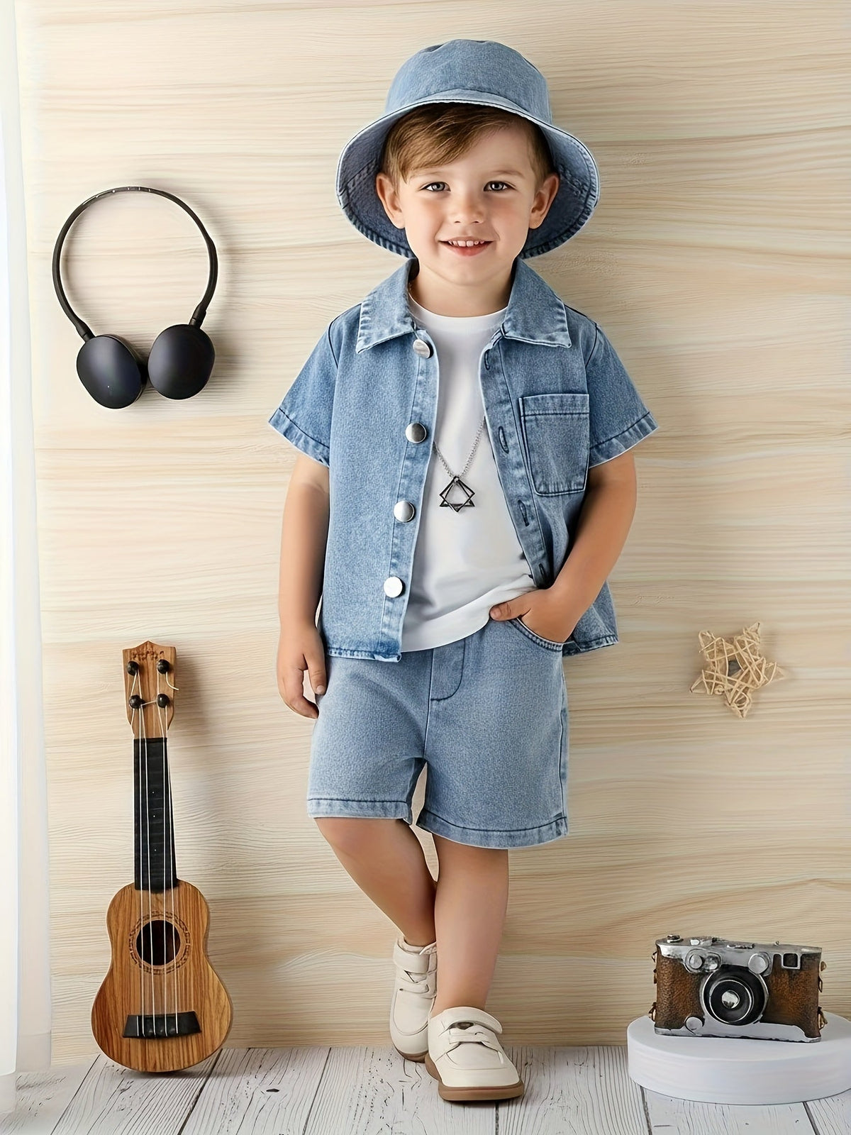 Baby Outfit Set - Denim-Look Short Sleeve – view 3