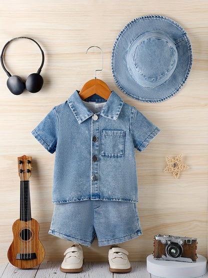 Baby Outfit Set - Denim-Look Short Sleeve – view 4