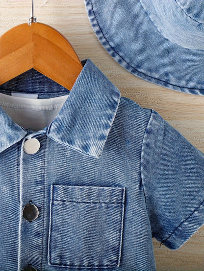Baby Outfit Set - Denim-Look Short Sleeve – view 5