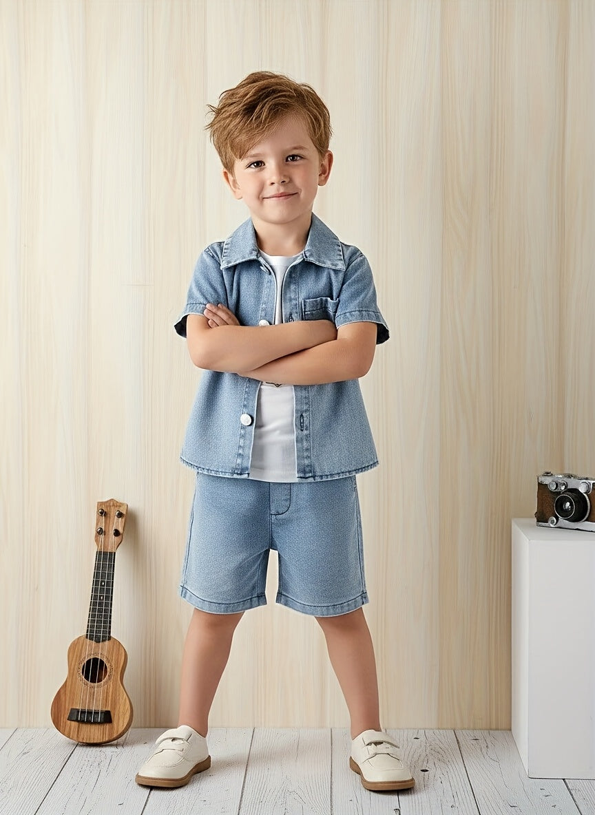 Baby Outfit Set - Denim-Look Short Sleeve – view 10