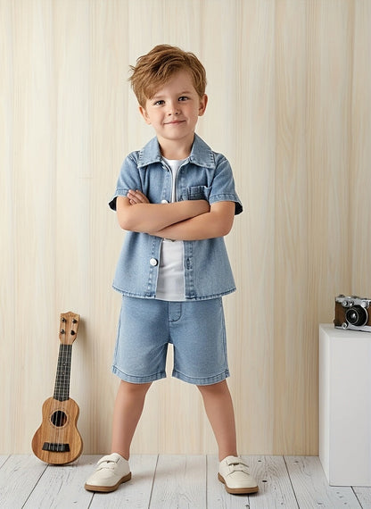Baby Outfit Set - Denim-Look Short Sleeve – view 10