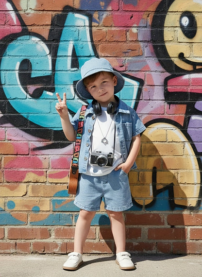 Baby Outfit Set - Denim-Look Short Sleeve – view 11