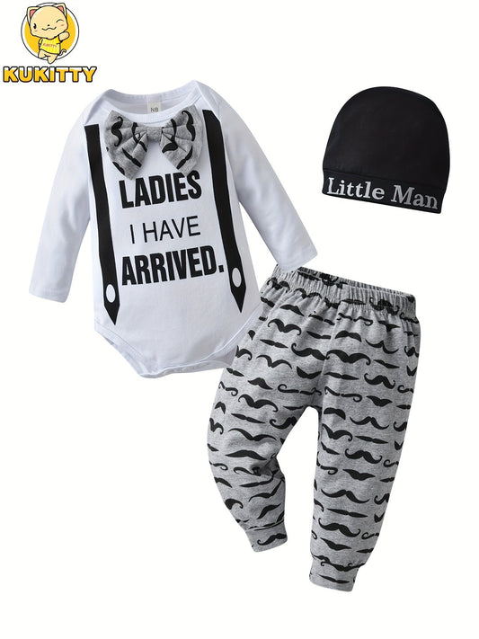 Baby Outfit Set - Graphic Long Sleeve – Sizes Newborn–6-9M – Grey option – main product image