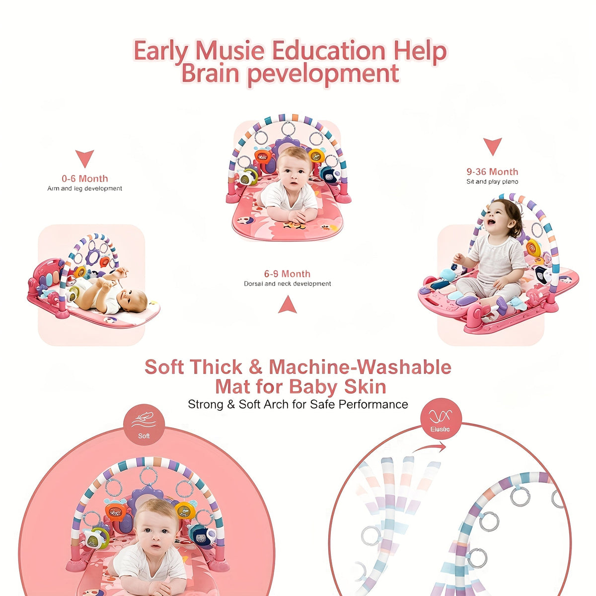 Baby Play Gym - Mat Musical Piano Lights – view 3