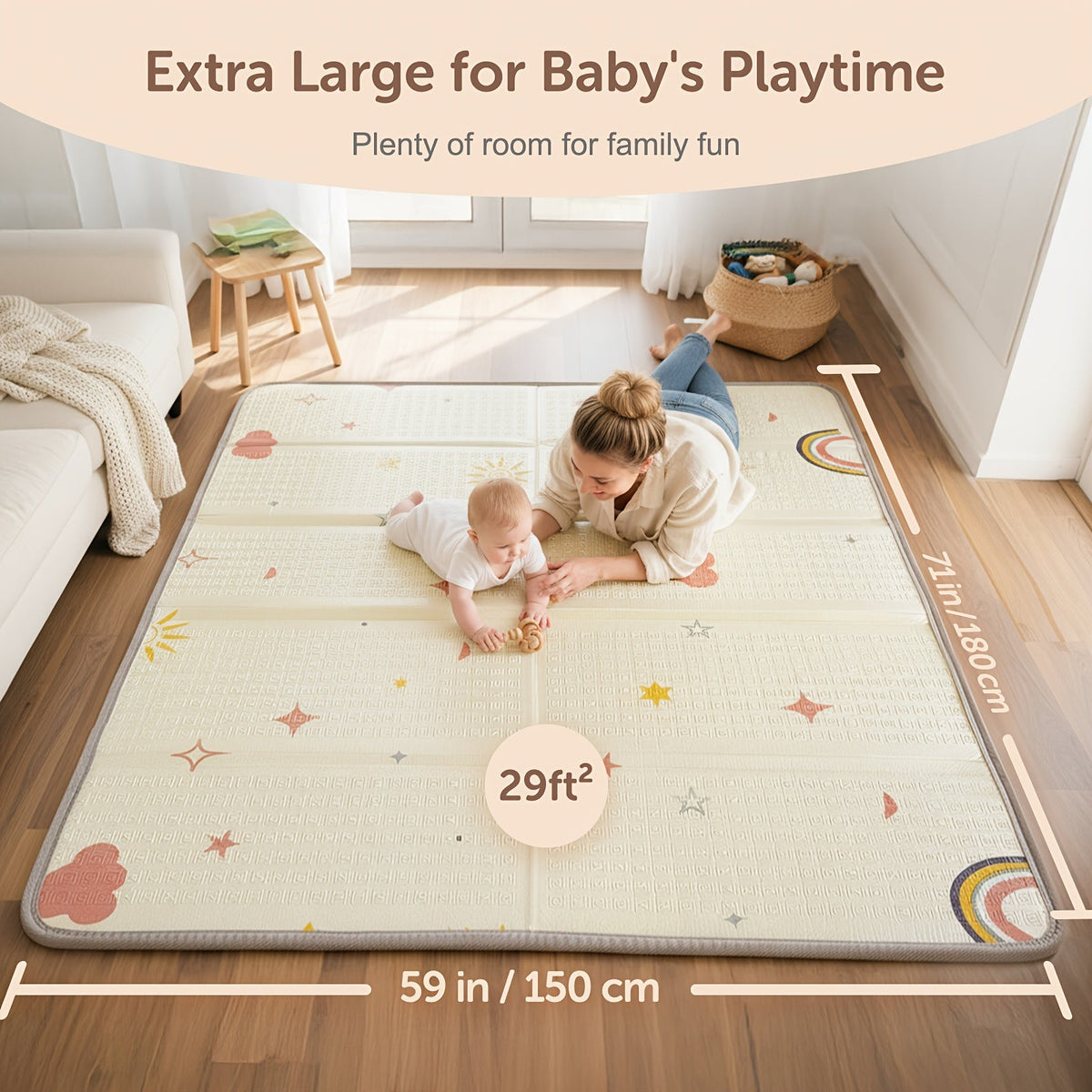 Baby Play Mat - Foldable Reversible Waterproof Padded – view 2