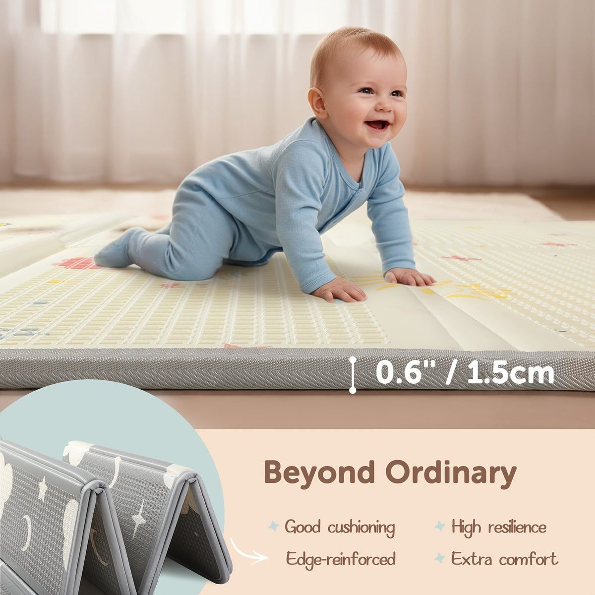 Baby Play Mat - Foldable Reversible Waterproof Padded – view 4