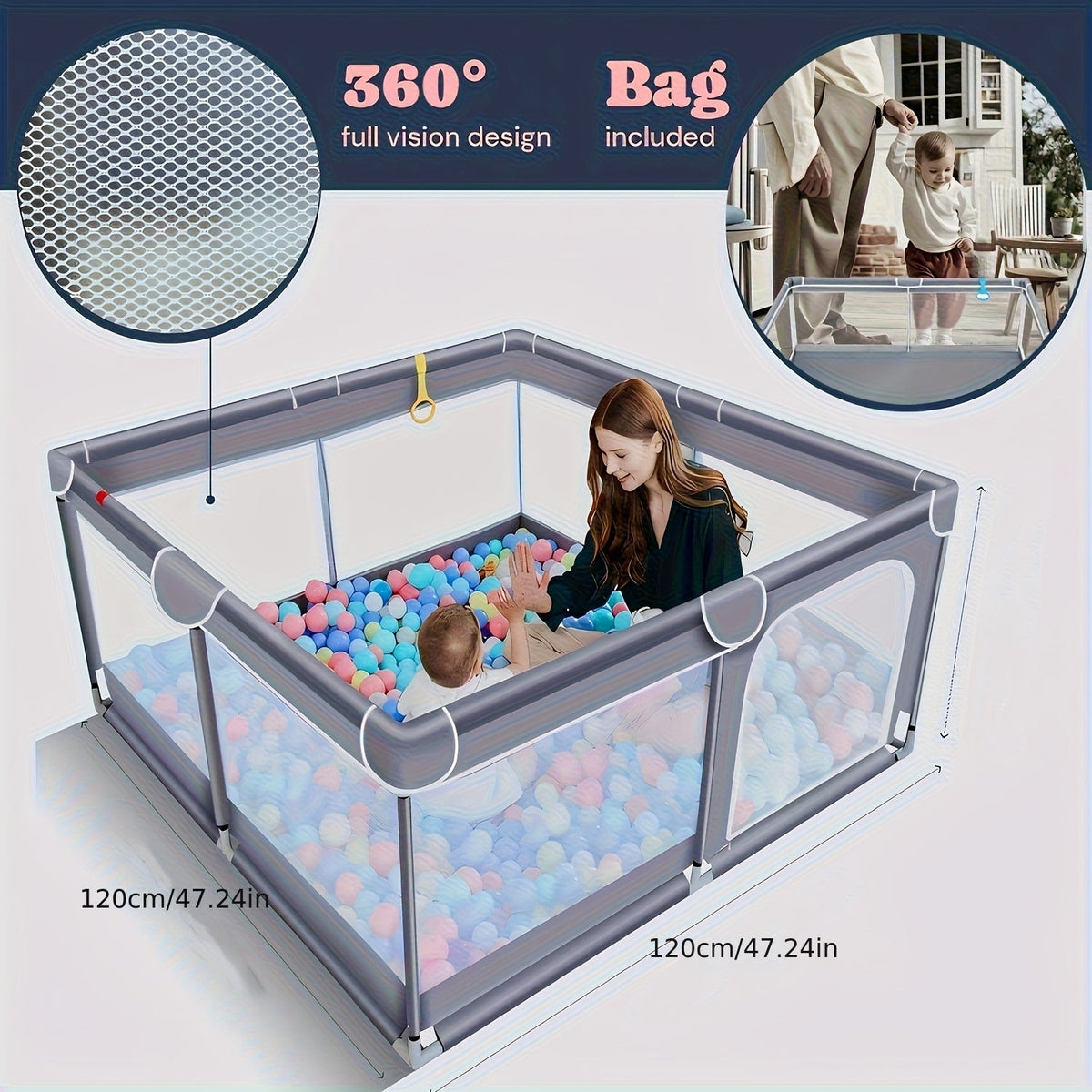 Baby Playpen - 47-Inch Indoor Outdoor Activity Yard – view 6