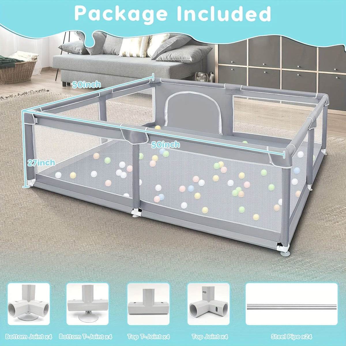 Baby Playpen - Breathable Soft Inch X50 – view 2