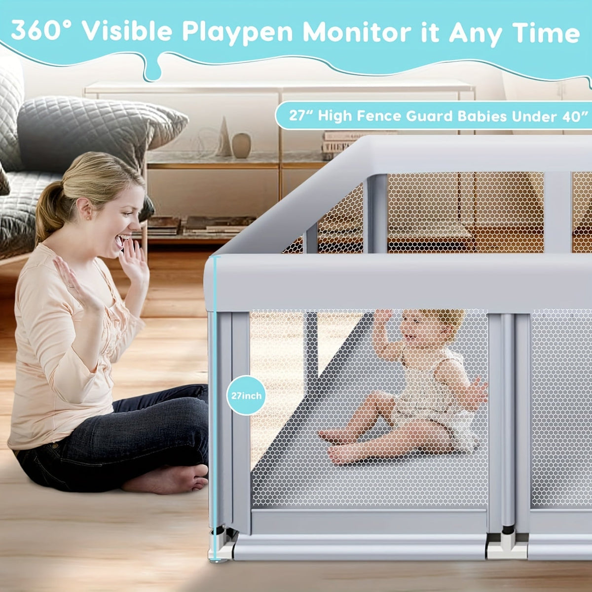 Baby Playpen - Breathable Soft Large Playard – view 6