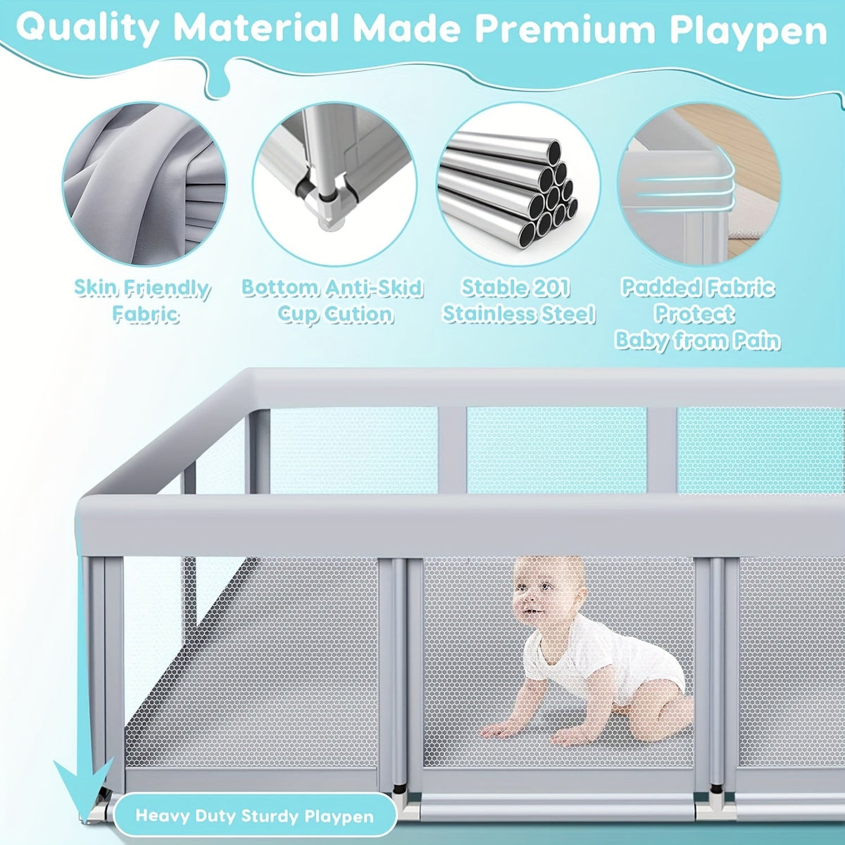 Baby Playpen - Breathable Soft Large Playard – view 8
