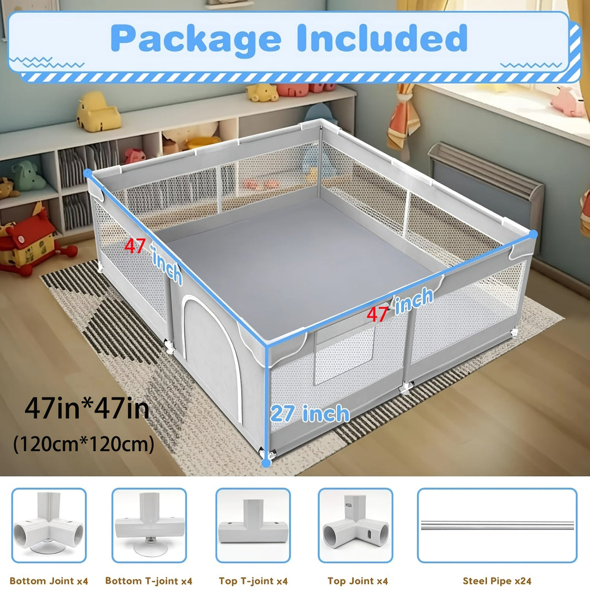 Baby Playpen - Breathable Soft Playpens Multiple – view 3
