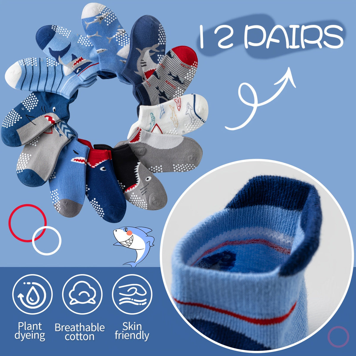 Baby Shark Grip Ankle Socks - 12-Pair Pack – view 3