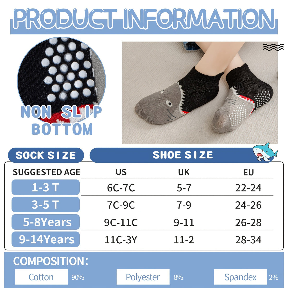 Baby Shark Grip Ankle Socks - 12-Pair Pack – view 5