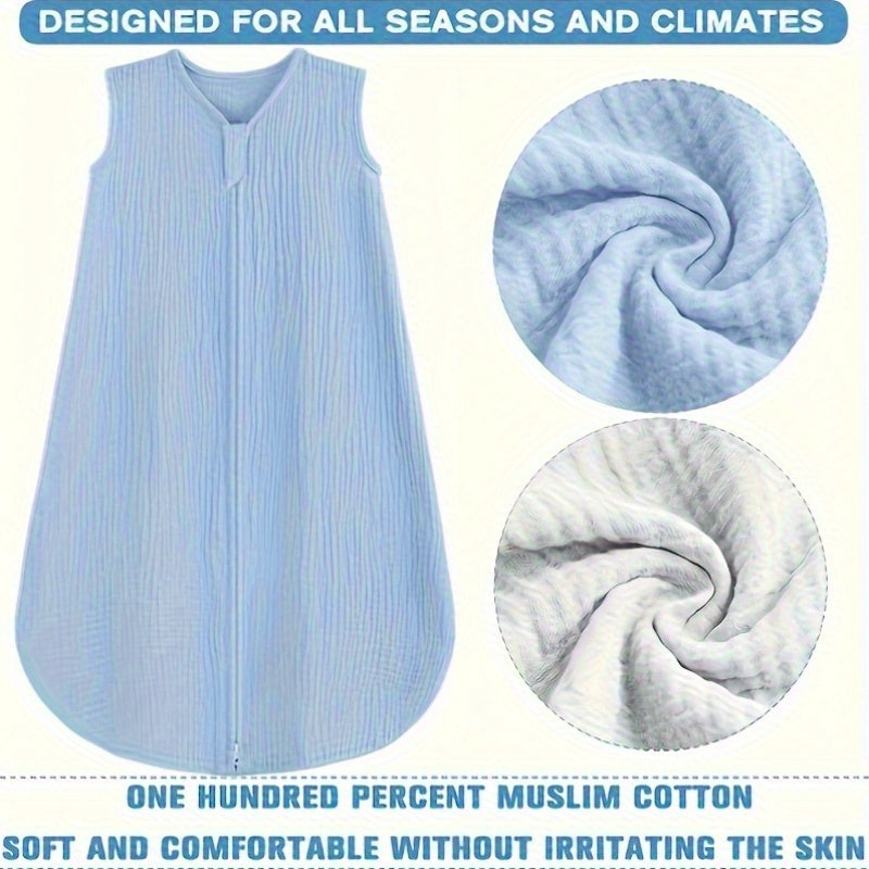 Baby Sleep Sack - Muslin 2-Way Zip Wearable Blanket – view 4