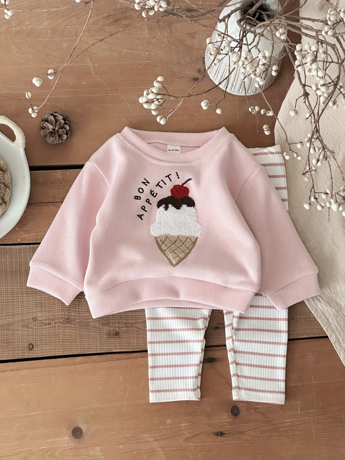 Baby Striped Outfit Set - Long Sleeve Fall – view 3