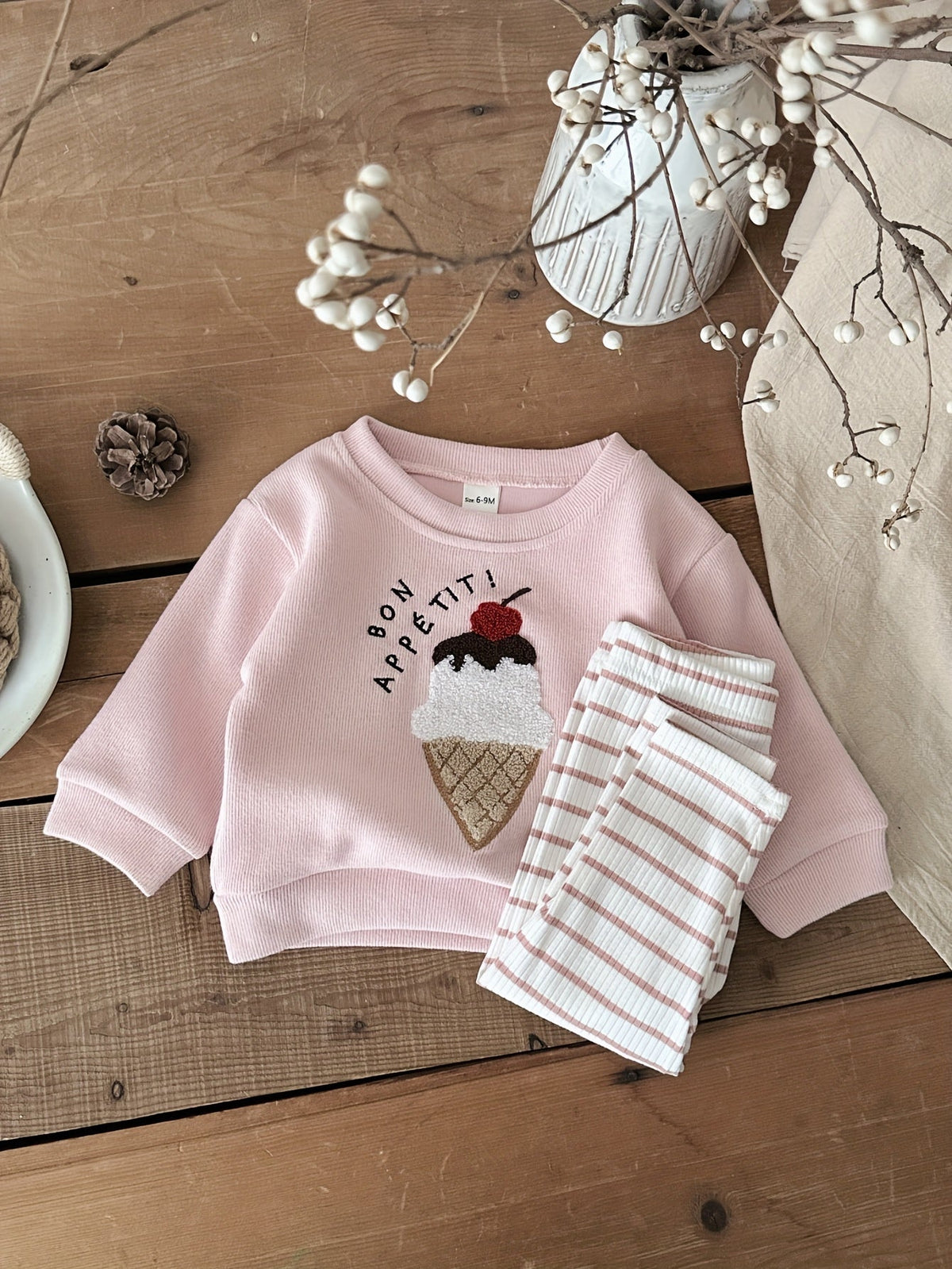 Baby Striped Outfit Set - Long Sleeve Fall – view 5