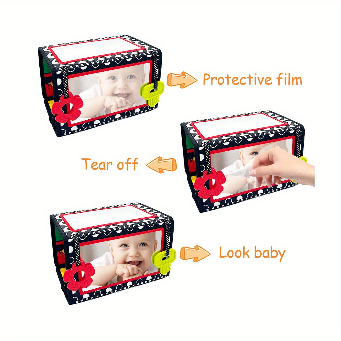 Baby Tummy Time Mirror with Teethers – Double-Sided Sensory Toy – view 2